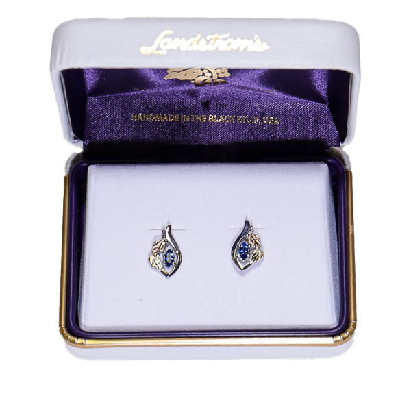 Landstrom's Black Hills Gold & Silver Birthstone Post Earrings - September - Wall Drug Store