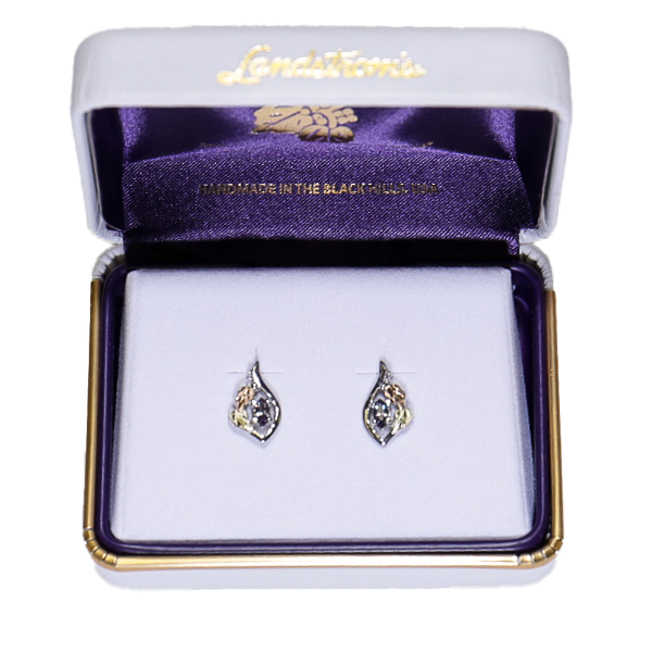 Landstrom's Black Hills Gold & Silver Birthstone Post Earrings - June - Wall Drug Store