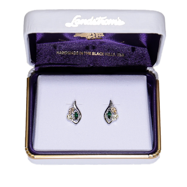 Landstrom's Black Hills Gold & Silver Birthstone Post Earrings - May - Wall Drug Store