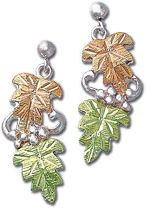 Landstrom's Black Hills Gold & Silver Classic Grape Leaf Post Earrings - Wall Drug Store