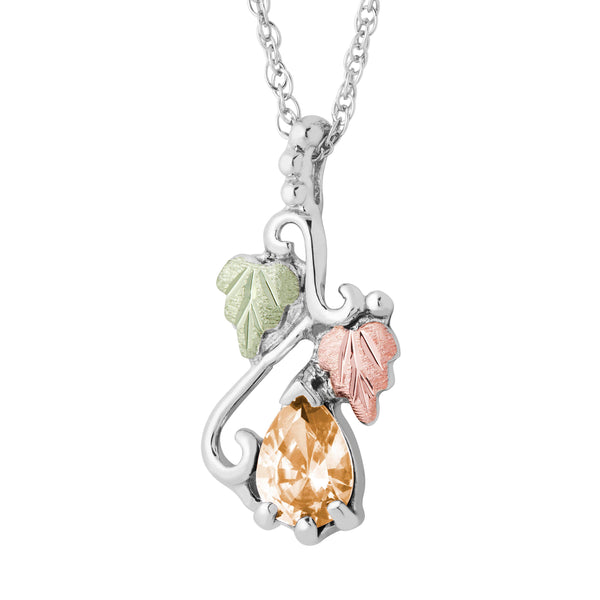 Landstrom's Black Hills Gold & Silver November Pear Shaped Birthstone Pendant - Wall Drug Store