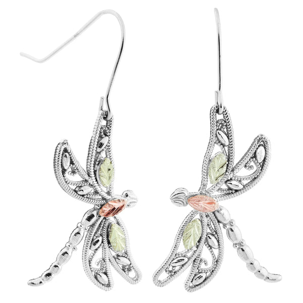 Black Hills Gold Silver Filigree Dragonfly Earrings - Wall Drug Store