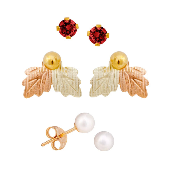 Black Hills Gold Birthstone Earring Set - January - Wall Drug Store