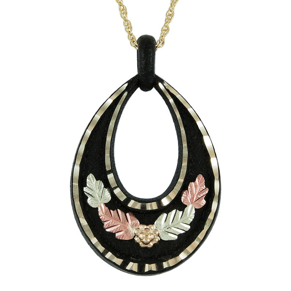 Black Hills Gold Black Powder Coated Oval Pendant - Wall Drug Store