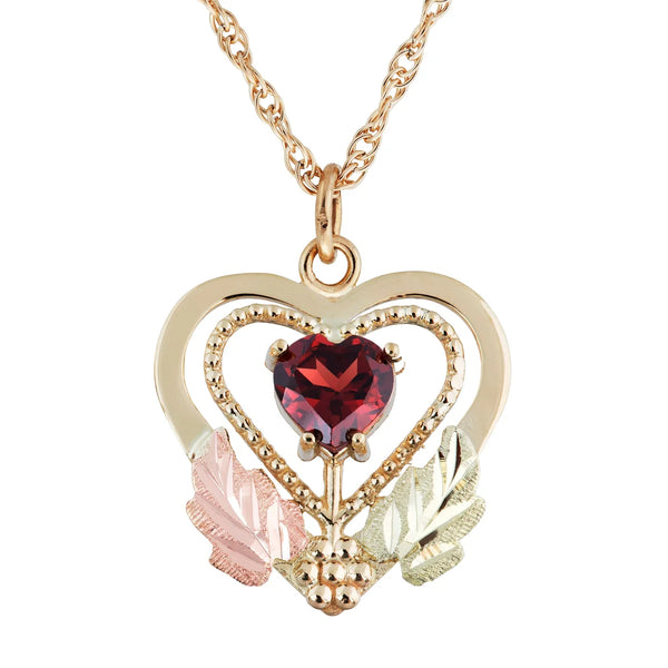 Black Hills Gold Garnet Heart Pendant - Wall Drug Store