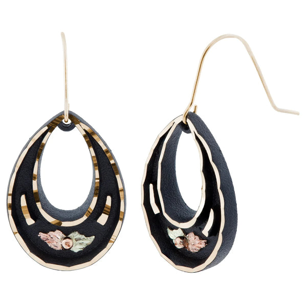 Black Hills Gold Powder-Coated Teardrop Earrings - Wall Drug Store
