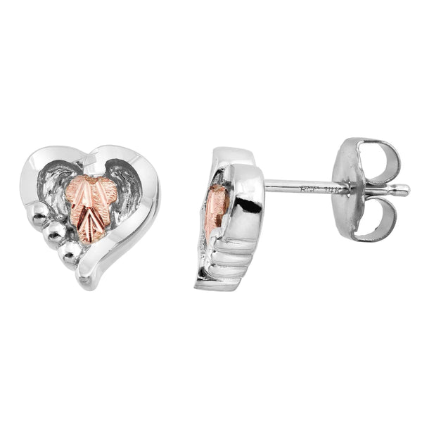 Black Hills Gold Silver Heart Stud Earrings - Wall Drug Store