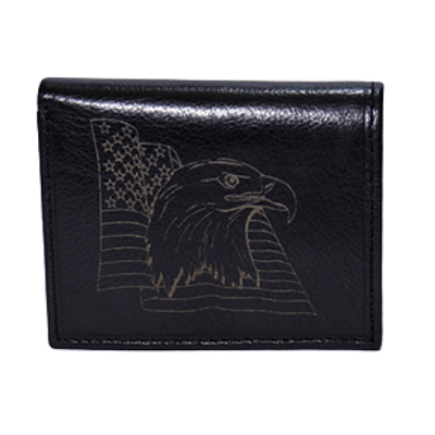 Leather Trifold Wallet - American Flag with Eagle - Wall Drug Store