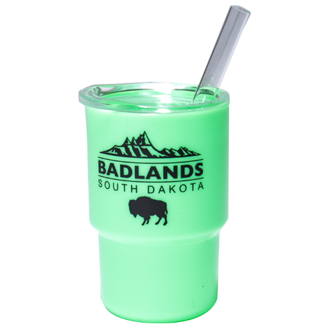 Badlands Shot Glass with a Straw - Neon Green - Wall Drug Store