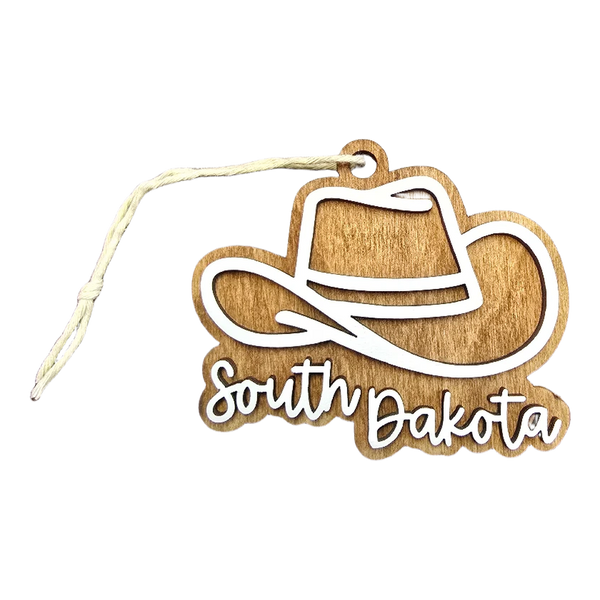 South Dakota Wooden Cowboy Hat Ornament - Wall Drug Store