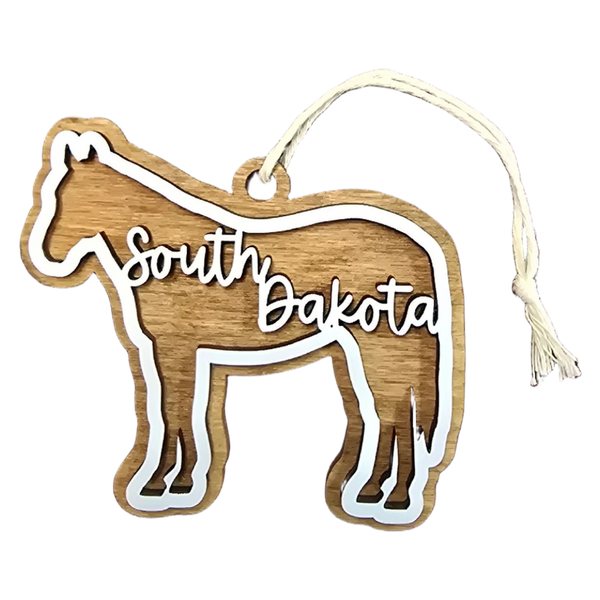 South Dakota Wooden Horse Ornament - Wall Drug Store
