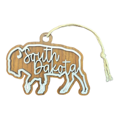 South Dakota Wooden Buffalo Ornament - Wall Drug Store