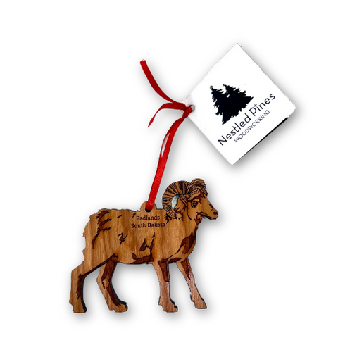 Badlands South Dakota Big Horn Sheep Wood Laser Cut Ornament - Wall Drug Store