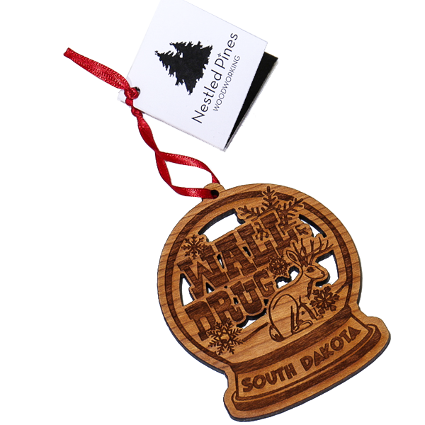 Jackalope Snow Globe Wood Laser Cut Ornament - Wall Drug Store