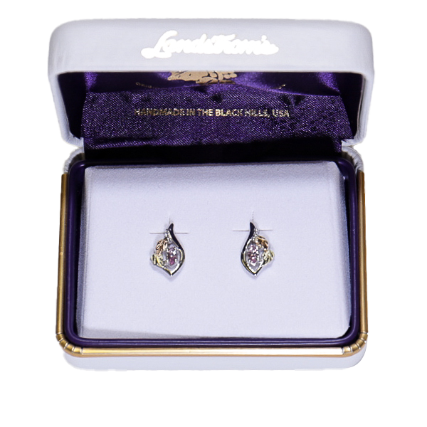 Landstrom's Black Hills Gold & Silver Birthstone Post Earrings - October - Wall Drug Store