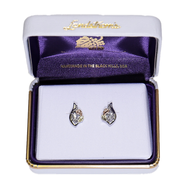 Landstrom's Black Hills Gold & Silver Birthstone Post Earrings - April - Wall Drug Store