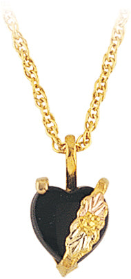 Black Hills Gold Onyx Heart Pendant - Wall Drug Store