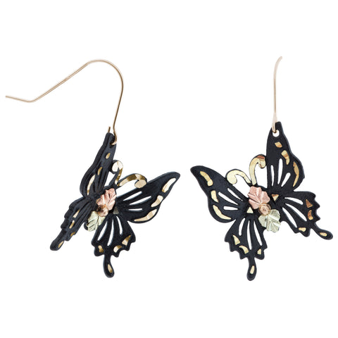 Black Hills Gold Black Powder Coated Butterfly Earrings - Wall Drug Store