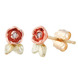 Landstrom's Black Hills Gold Diamond Rose Post Earrings - Wall Drug Store