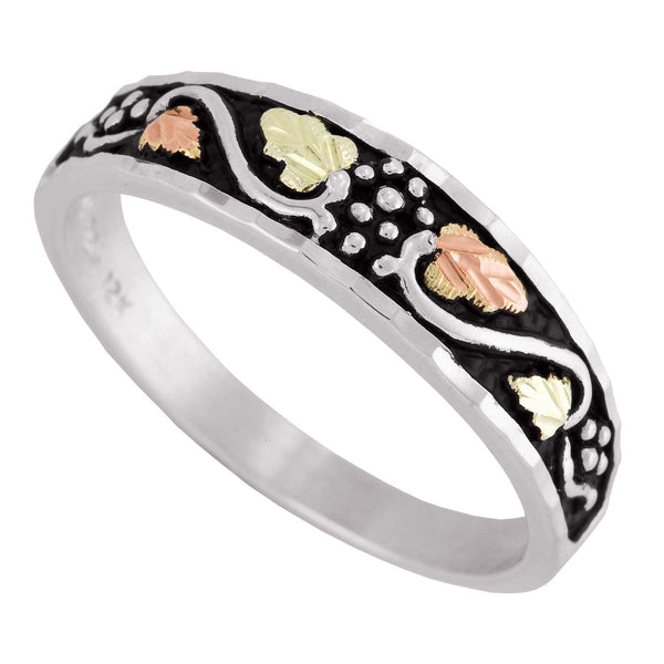 Black Hills Gold Sterling Silver Antiqued Band