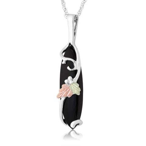 Landstrom's Black Hills Gold & Silver Vine & Onyx Pendant