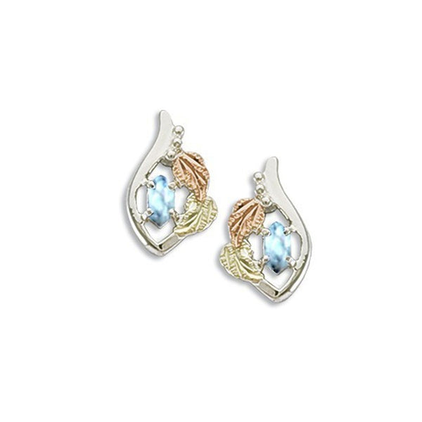 Landstrom's Black Hills Gold & Silver Birthstone Post Earrings - March - Wall Drug Store