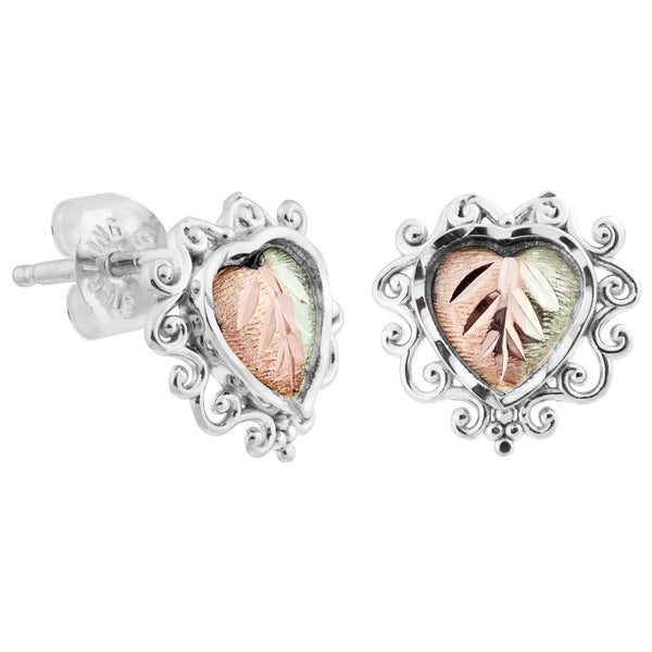 Black Hills Gold Sterling Silver Heart Earrings - Wall Drug Store